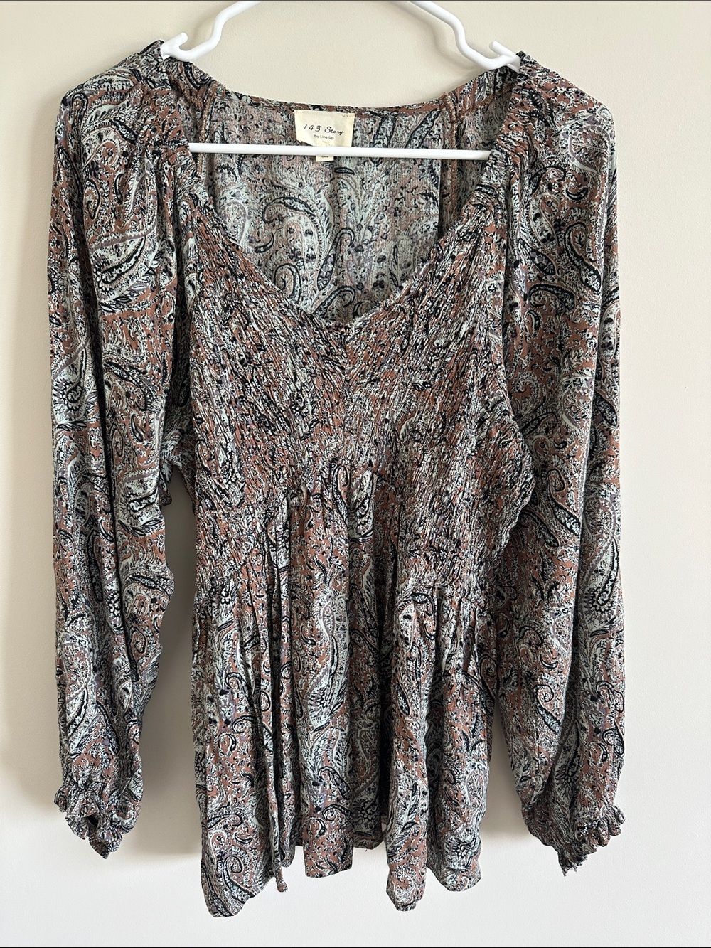 1.4.3. Story by Line Up Paisley Smocked Peasant Top